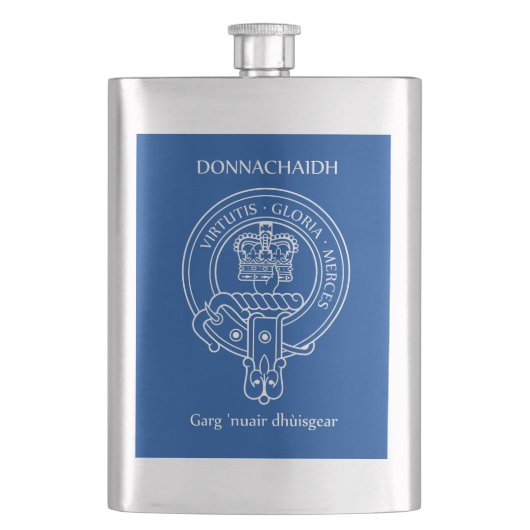 Clan Donnachaidh (Robertson) Wappen & War Cry Flachmann (Vorderseite)
