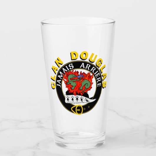 Clan Douglas "Jamais Arrière" 16oz Glass Tumbler (Vorderseite)