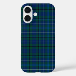 Clan Douglas Tartan Royal Blue und Green Kariert iPhone 16 Hülle