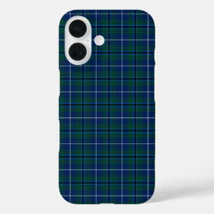 Clan Douglas Tartan Royal Blue und Green Kariert iPhone 16 Hülle