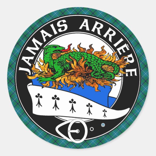 Clan Douglas Wappen mit Modern Douglas Tartan Runder Aufkleber (Vorderseite)