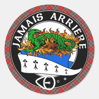 Clan Douglas Wappen mit Red Douglas Tartan Runder Aufkleber