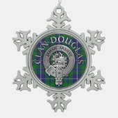 Clan Douglas Wappen & Tartan Schneeflocken Zinn-Ornament (Vorderseite)