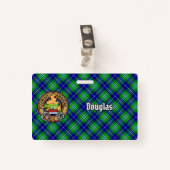 Clan Douglas Wappen über Tartan Ausweis (Vorderseite mit Klammer)