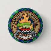 Clan Douglas Wappen über Tartan Button (Vorderseite)