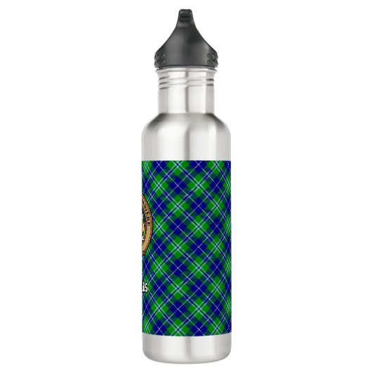 Clan Douglas Wappen über Tartan Edelstahlflasche (Rechts)