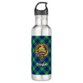 Clan Douglas Wappen über Tartan Edelstahlflasche (Vorderseite)