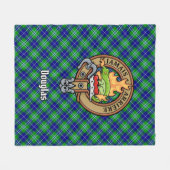 Clan Douglas Wappen über Tartan Fleecedecke (Vorderseite (Horizontal))