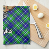 Clan Douglas Wappen über Tartan Geschirrtuch (Viertel Falte)