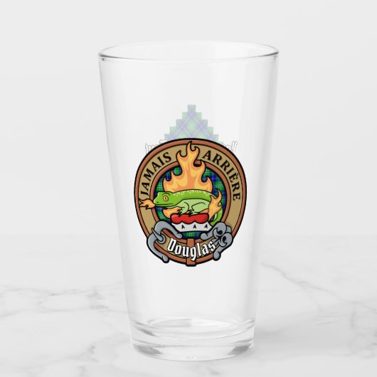 Clan Douglas Wappen über Tartan Glas (Vorderseite)