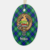 Clan Douglas Wappen über Tartan Keramik Ornament (Links)