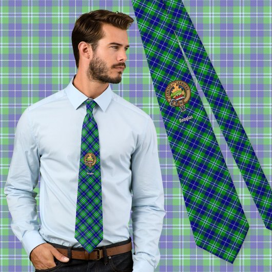 Clan Douglas Wappen über Tartan Krawatte