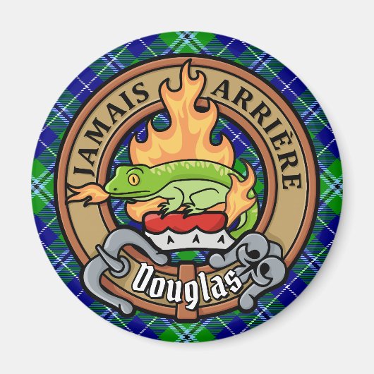 Clan Douglas Wappen über Tartan Magnet (Vorne)