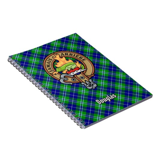 Clan Douglas Wappen über Tartan Notizblock (Rechte Seite)