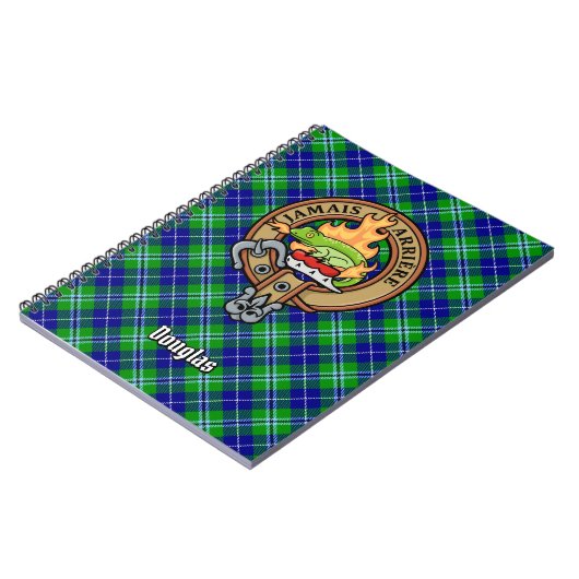 Clan Douglas Wappen über Tartan Notizblock (Linke Seite)