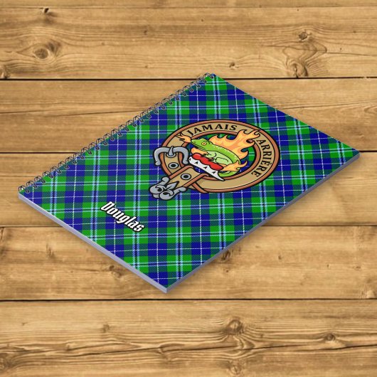 Clan Douglas Wappen über Tartan Notizblock