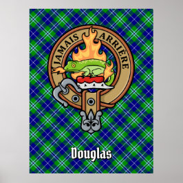 Clan Douglas Wappen über Tartan Poster