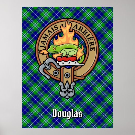 Clan Douglas Wappen über Tartan Poster (Vorne)