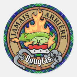 Clan Douglas Wappen über Tartan Runder Aufkleber