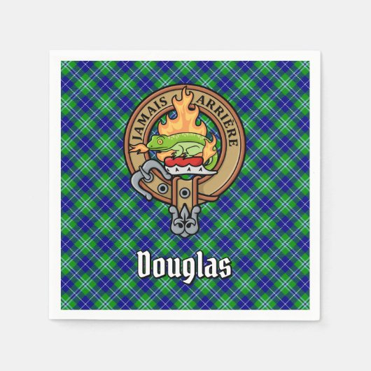 Clan Douglas Wappen über Tartan Serviette (Vorderseite)