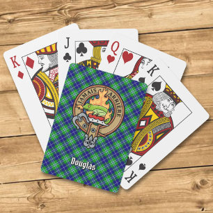 Clan Douglas Wappen über Tartan Spielkarten