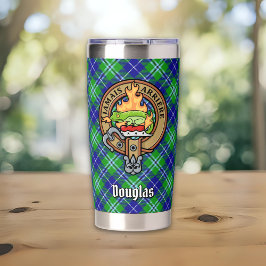 Clan Douglas Wappen über Tartan Thermobecher