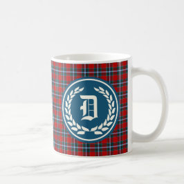 Clan Drummond Bright Red Tartan Monogram Kaffeetasse
