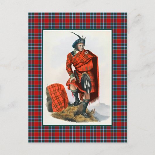 Clan Drummond Vintag Illustration Tartan Frame Postkarte (Vorderseite)