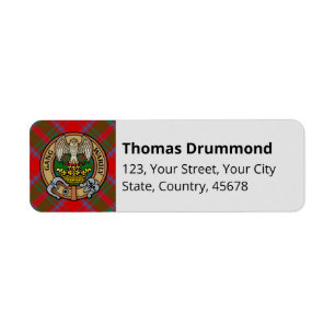 Clan Drummond Wappen über Tartan