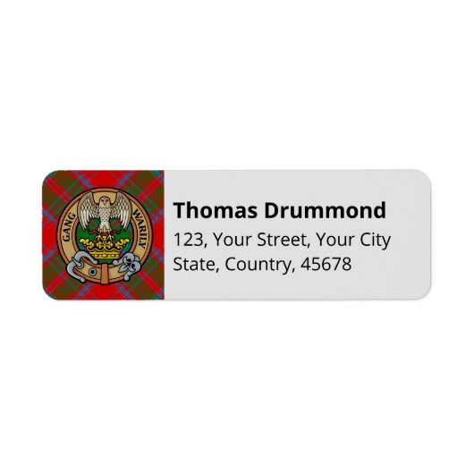 Clan Drummond Wappen über Tartan (Vorne)
