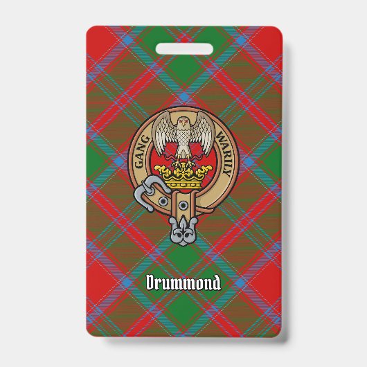Clan Drummond Wappen über Tartan Ausweis (Vorderseite)