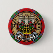 Clan Drummond Wappen über Tartan Button (Vorderseite)