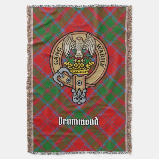 Clan Drummond-Wappen über Tartan Decke (Vorderseite Vertikal)