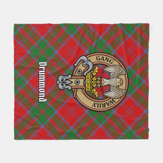 Clan Drummond Wappen über Tartan Fleecedecke (Vorderseite (Horizontal))