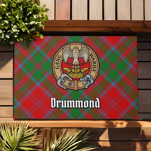 Clan Drummond Wappen über Tartan Fußmatte