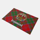Clan Drummond Wappen über Tartan Fußmatte (Schrägansicht)