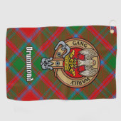 Clan Drummond Wappen über Tartan Golfhandtuch (Horizontal)
