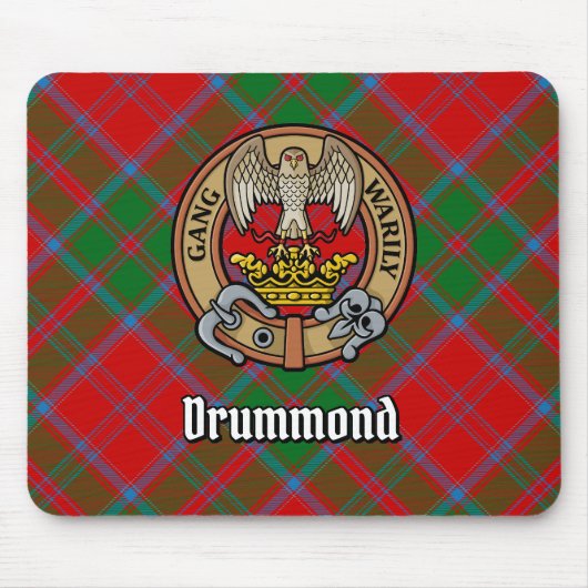 Clan Drummond Wappen über Tartan Mousepad (Vorne)