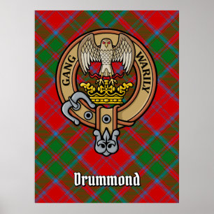 Clan Drummond Wappen über Tartan Poster