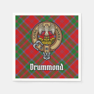 Clan Drummond Wappen über Tartan Serviette