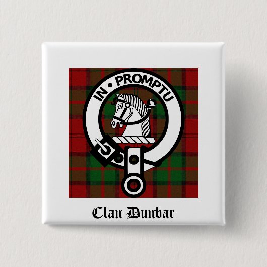 Clan Dunbar Tartan & Wappen Abzeichen Button (Vorderseite)
