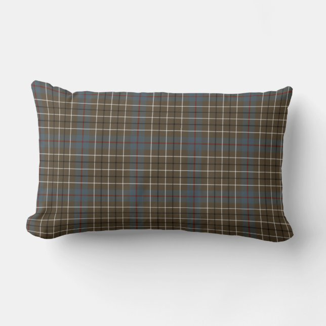 Clan Duncan Brown und Gray Scottish Tartan Lendenkissen (Vorderseite)