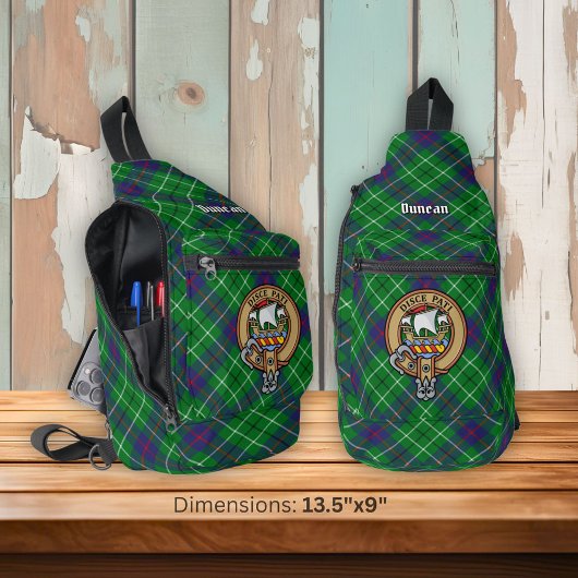 Clan Duncan Crest over Tartan Crossbody Bag
