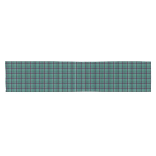 Clan Duncan Marine Blau und Türkis Moderner Tartan Kurzer Tischläufer (Horizontal)