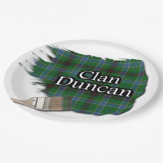 Clan Duncan Scottish Tartan Paint Brush Pappteller (Schrägansicht)