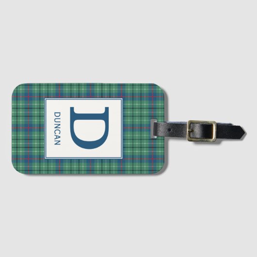 Clan Duncan Tartan Mit Monogramm Gepäckanhänger (Vorderseite (Horizontal))