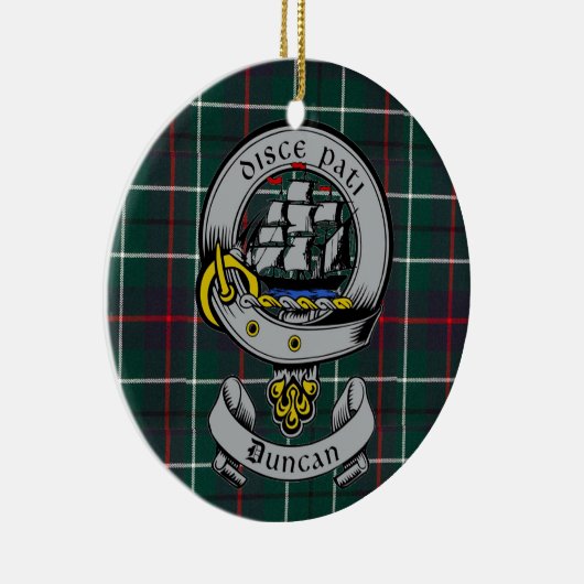 Clan Duncan Wappen Abzeichen & Tartan individuell Keramik Ornament (Rechts)