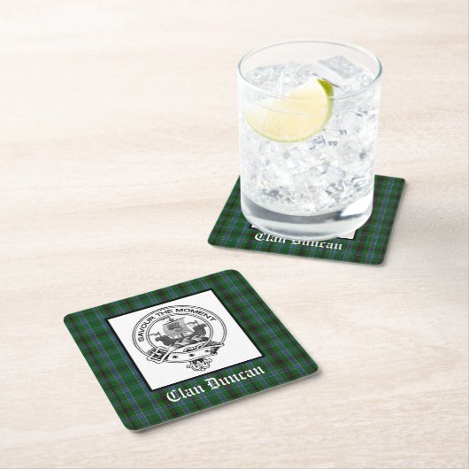 Clan Duncan Wappen Abzeichen & Tartan Rechteckiger Pappuntersetzer (Vor Ort)