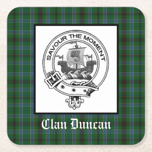 Clan Duncan Wappen Abzeichen & Tartan Rechteckiger Pappuntersetzer (Vorderseite)