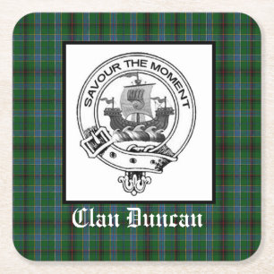 Clan Duncan Wappen Abzeichen und Tartan Rechteckiger Pappuntersetzer